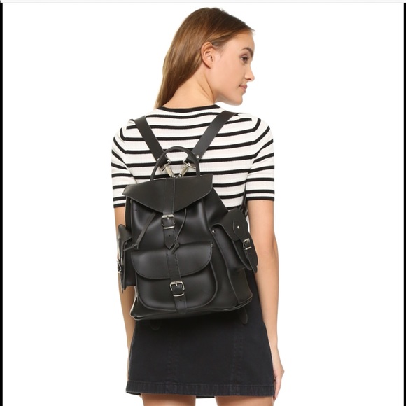 Grafea Black Leather Backpack Rucksack - Picture 2 of 7